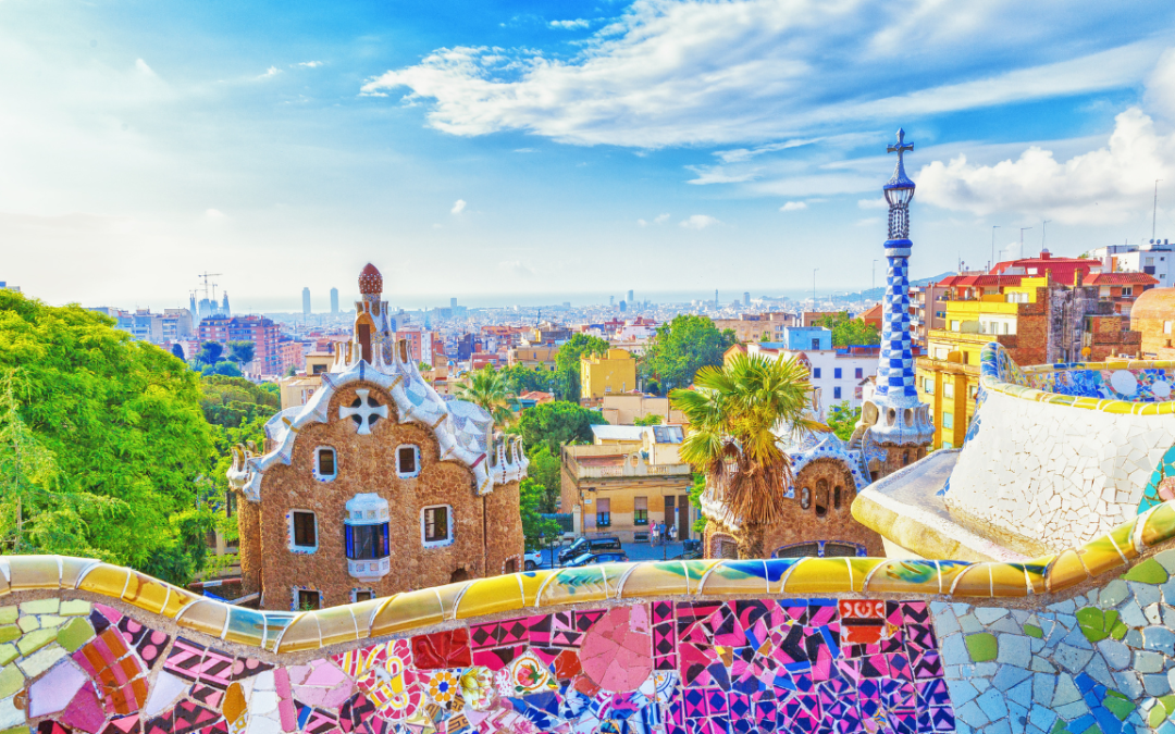 Colorful view of Park Güell in Barcelona, Spain—an iconic destination for immersion and cultural learning experiences.