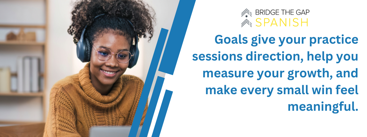 Young woman on her laptop learning Spanish.